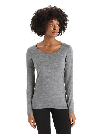 Base Layers Icebreaker Merino 200 Oasis Long Sleeve Scoop Neck Thermal Top Damskie Szare | PL 1071AHKP